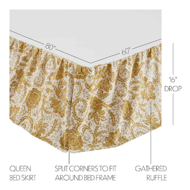 Bed skirts with a vintage - inspired patternDorset Gold Floral Queen Bed Skirt 60x80x16 Bed skirts with a vintage - inspired patternDorset Gold Floral Queen Bed Skirt 60x80x16