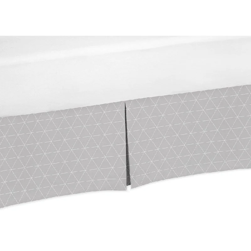 Bed skirts with a geometric cut - out designSweet Jojo Designs Grey Triangle Mountains Collection Queen Bed Skirt
