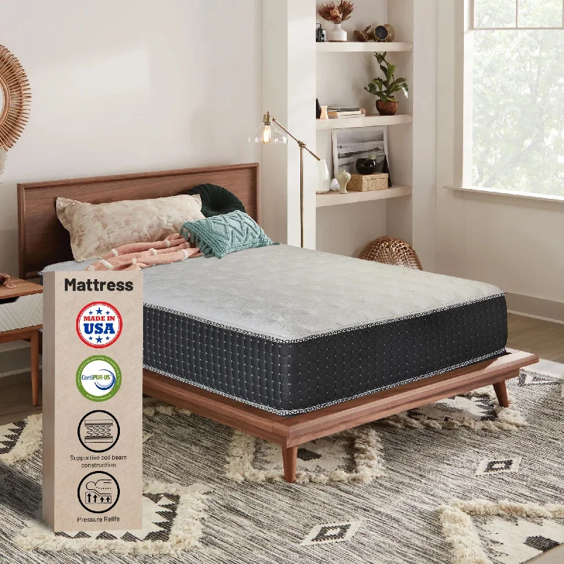 Memory foam mattresses for pressure relief and contouring14" Luxury Foam Encased Hybrid Mattress, Strong Edge Support, High Density Foam, 2" Fluffy Quilted Top, Black