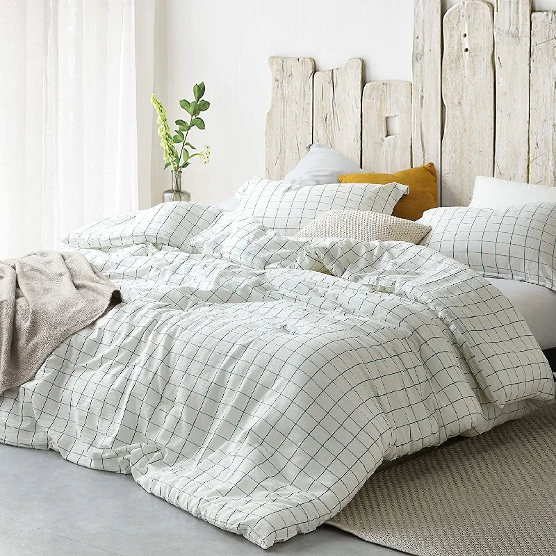 Bamboo - fiber - filled comforters with antibacterial and breathable qualitiesUrban Windowpane Oversized Comforter - 100% Yarn Dyed Cotton Bamboo - fiber - filled comforters with antibacterial and breathable qualitiesUrban Windowpane Oversized Comforter - 100% Yarn Dyed Cotton