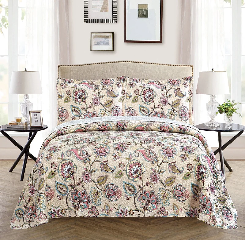 victorian style bedspreads with intricate embroidery for a classic and elegant touch3pc Printed Modern Beige Floral Bedspread Coverlet victorian style bedspreads with intricate embroidery for a classic and elegant touch3pc Printed Modern Beige Floral Bedspread Coverlet