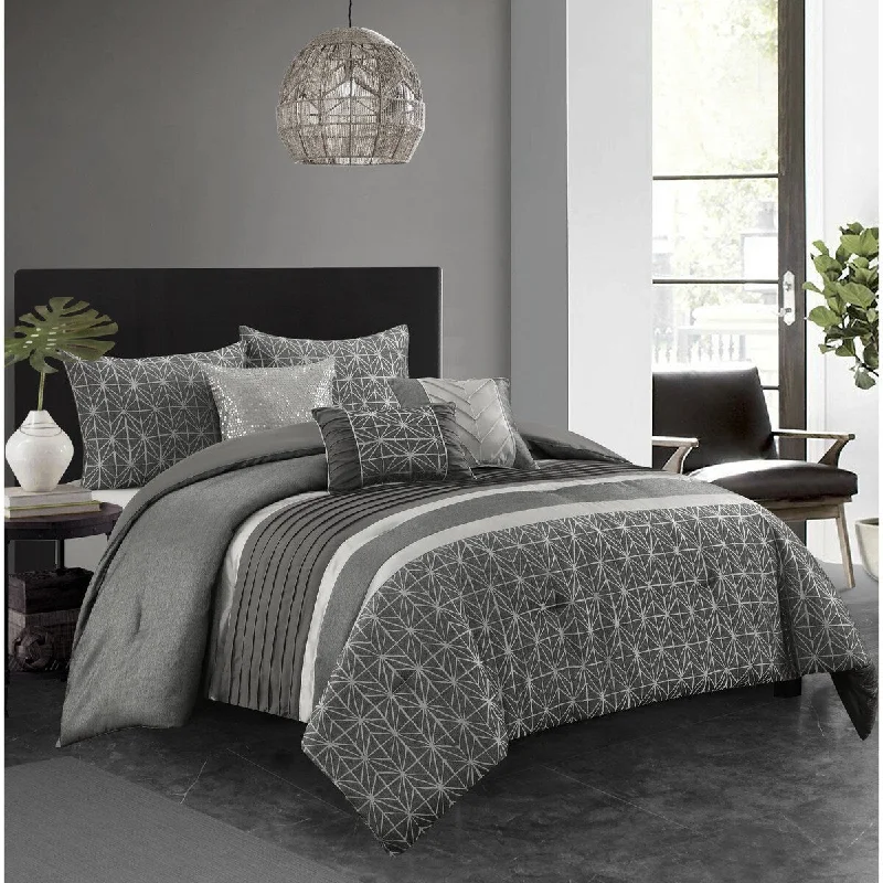 Cotton - filled comforters for a breathable and natural sleep experienceNanshing Bryan 6 Piece Glam Geometric Comforter Set