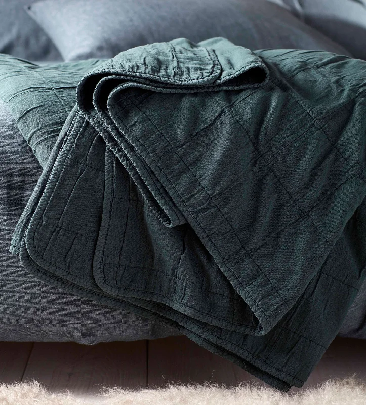 asian - inspired bedspreads with traditional motifs such as cherry blossoms or dragons for a zen atmosphereDarkest Spruce Finn 100% Cotton Quilted Throw asian - inspired bedspreads with traditional motifs such as cherry blossoms or dragons for a zen atmosphereDarkest Spruce Finn 100% Cotton Quilted Throw