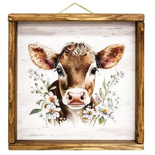 King - size bed skirts in solid colorsPretty Cow & Flowers Framed Print 12"