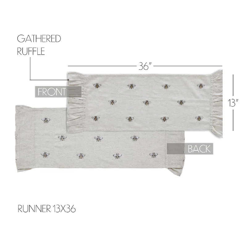 Bed skirts with a multi - colored patternEmbroidered Bee Runner 13x36