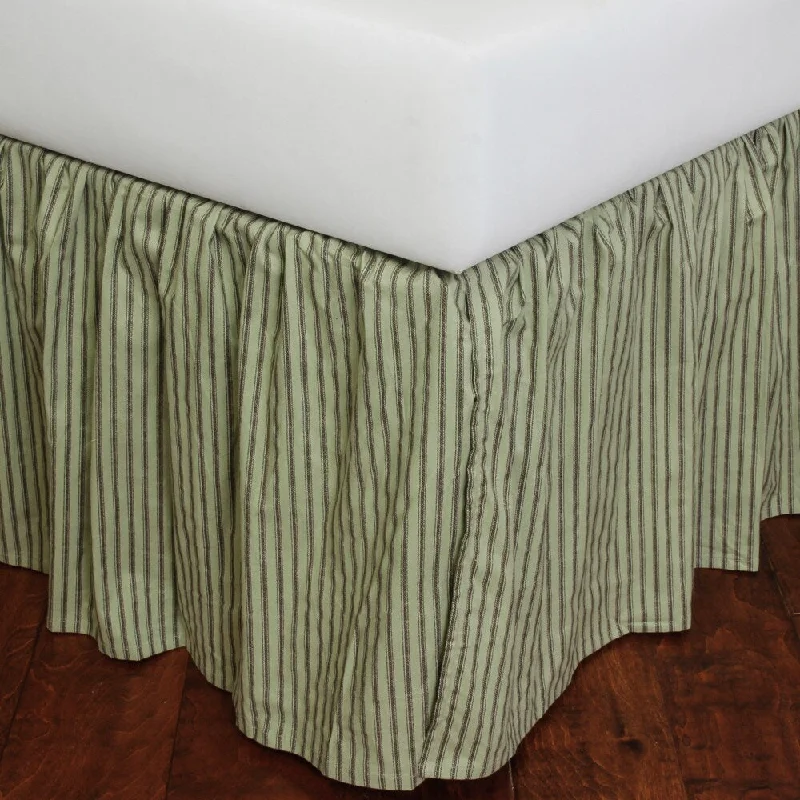 Bed skirts with a retro - style patternCeladon Green Stripe 18-inch Drop 3 Piece Tuck in Bed Skirt Bed skirts with a retro - style patternCeladon Green Stripe 18-inch Drop 3 Piece Tuck in Bed Skirt