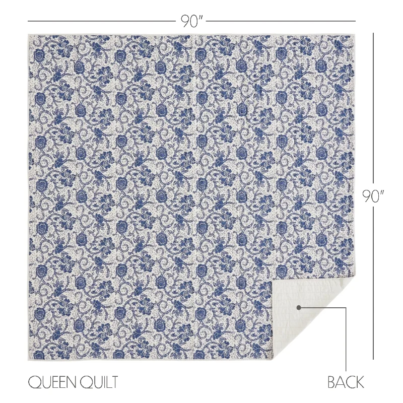 Floral - printed bed skirts for a feminine touchDorset Navy Floral Queen Quilt 90Wx90L Floral - printed bed skirts for a feminine touchDorset Navy Floral Queen Quilt 90Wx90L