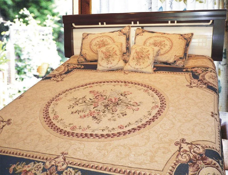mid - century modern bedspreads with iconic shapes and colors for a stylish spaceDaDa Bedding Royal Navy Blue Victorian Chenille Floral Medallion Tapestry Bedspread - Twin/Full 3-Pieces Set mid - century modern bedspreads with iconic shapes and colors for a stylish spaceDaDa Bedding Royal Navy Blue Victorian Chenille Floral Medallion Tapestry Bedspread - Twin/Full 3-Pieces Set
