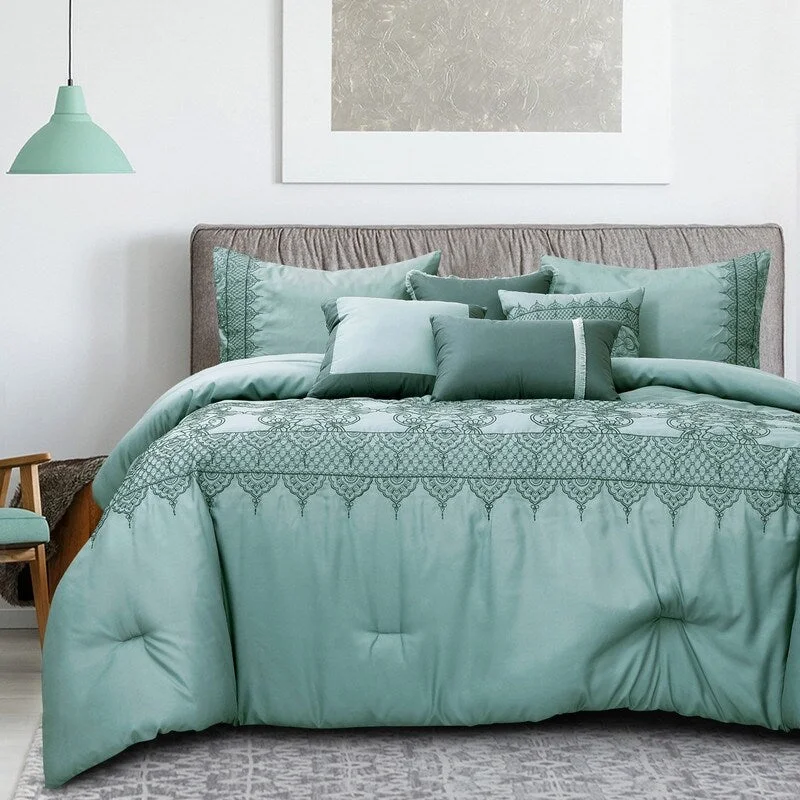 Bamboo - fiber - filled comforters with antibacterial and breathable qualitiesWellco Bedding Comforter Set Bed In A Bag - 7 Piece - Luxury Oversized Comforters,Queen,King