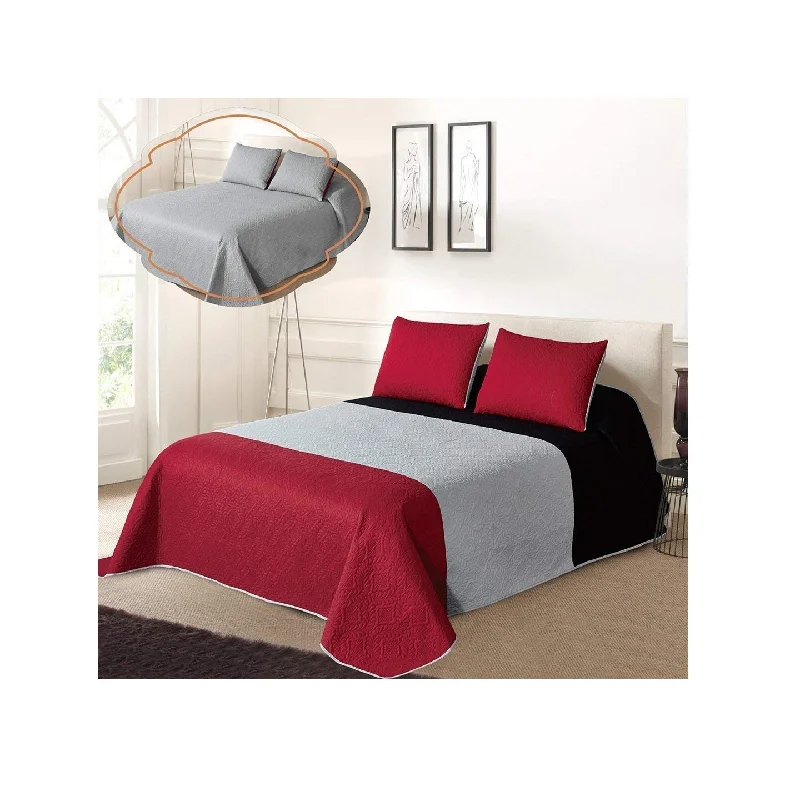 gothic style bedspreads with dark colors and ornate details for a mysterious bedroomAll American Collection New 3pc Solid Three Color Combination Reversible Bedspread Set gothic style bedspreads with dark colors and ornate details for a mysterious bedroomAll American Collection New 3pc Solid Three Color Combination Reversible Bedspread Set