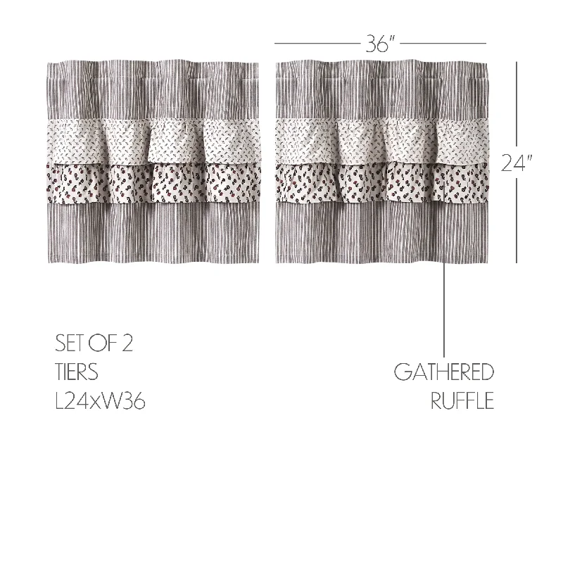 Checkered bed skirts for a classic patternFlorette Ruffled Tier Set of 2 L24xW36