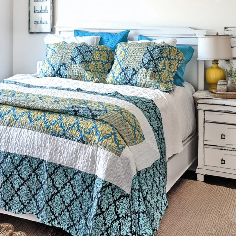 southwestern style bedspreads with native american patterns for a cultural touchTache Damask Ornate Baroque Teal Turquoise Blue Green Scalloped Quilt Set (SD-3300) southwestern style bedspreads with native american patterns for a cultural touchTache Damask Ornate Baroque Teal Turquoise Blue Green Scalloped Quilt Set (SD-3300)