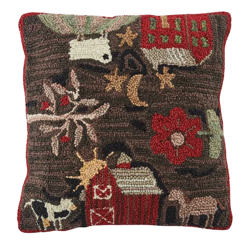 Velvet Pillows for a Touch of EleganceFarm Life Hooked Pillow Set Polyester Fill 18"x18" - Park Designs Velvet Pillows for a Touch of EleganceFarm Life Hooked Pillow Set Polyester Fill 18"x18" - Park Designs