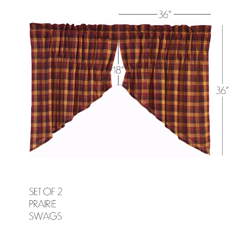 Bed skirts with a high - thread count for a quality feelHeritage Farms Primitive Check Prairie Swag Set of 2 36x36x18 Bed skirts with a high - thread count for a quality feelHeritage Farms Primitive Check Prairie Swag Set of 2 36x36x18