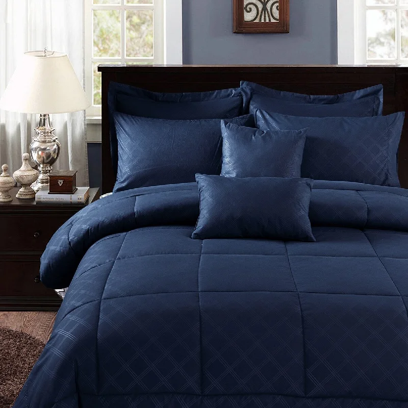 Latex - filled comforters with a bouncy texture and good supportNavy Plaid Comforter Set