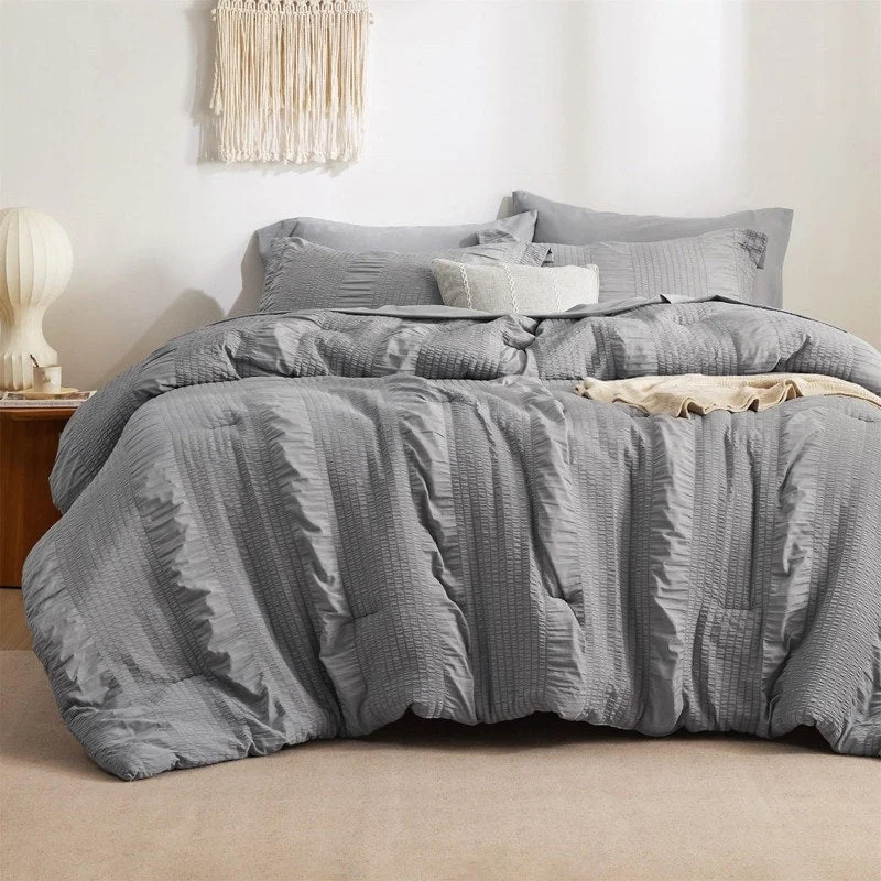 Goose down comforters known for their superior quality and insulationBed in a Bag Full 7 Piece Stripes Seersucker Bedding Set Goose down comforters known for their superior quality and insulationBed in a Bag Full 7 Piece Stripes Seersucker Bedding Set