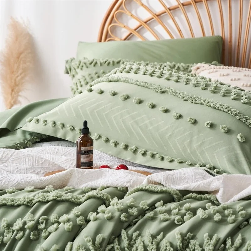 King - size comforters to fit large king - sized beds perfectly7 Pieces Tufted Boho Shabby Chic Comforter and Sheet Set