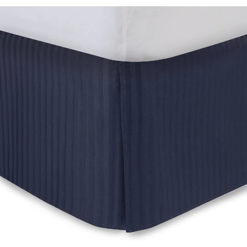 Bed skirts with a high - quality elastic waistbandTailored Bed Skirt, Pleated Sateen Striped Dust Ruffle with Split Corners Bed skirts with a high - quality elastic waistbandTailored Bed Skirt, Pleated Sateen Striped Dust Ruffle with Split Corners
