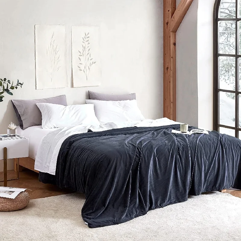King - size comforters to fit large king - sized beds perfectlyChommie Weighted Coma Inducer® Comforter - Cuz I'm Cozy - Blackened Navy Ink
