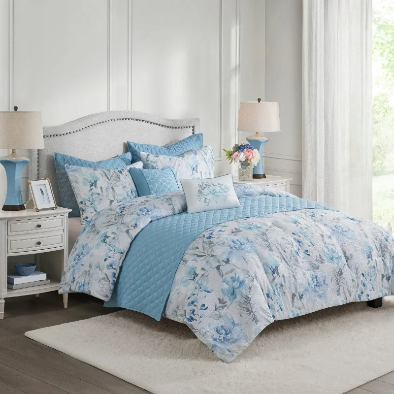 Down - filled comforters for supreme warmth and lightnessMadison Park Zayden Blue 8 Piece Printed Seersucker Comforter and Quilt Set Collection Down - filled comforters for supreme warmth and lightnessMadison Park Zayden Blue 8 Piece Printed Seersucker Comforter and Quilt Set Collection