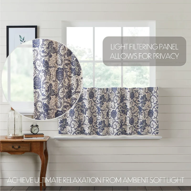 Bed skirts with a contemporary styleDorset Navy Floral Tier Set of 2 L24xW36