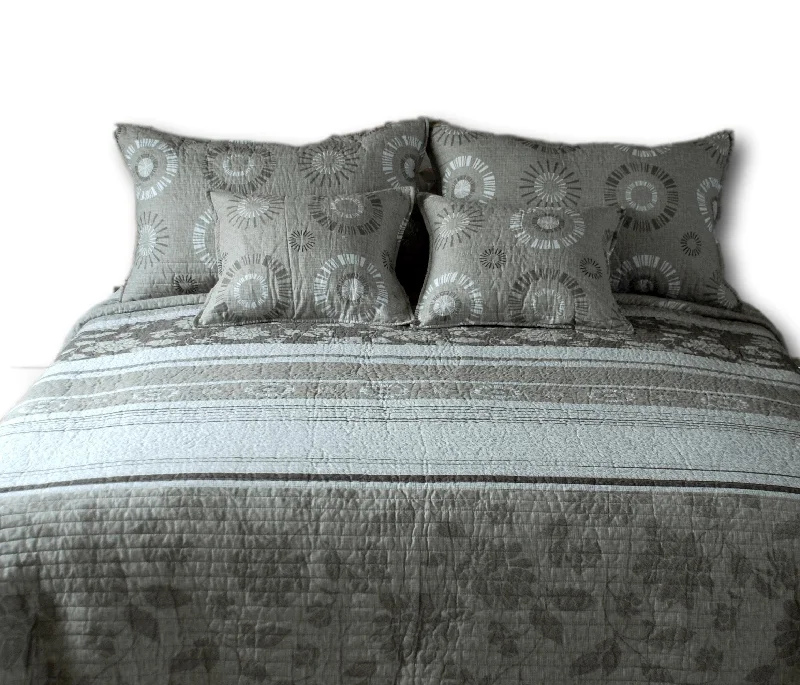 victorian style bedspreads with intricate embroidery for a classic and elegant touchTache Cotton Taupe Beige Striped Floral Geometric Starburst Quilt Set (DXJ107076) victorian style bedspreads with intricate embroidery for a classic and elegant touchTache Cotton Taupe Beige Striped Floral Geometric Starburst Quilt Set (DXJ107076)