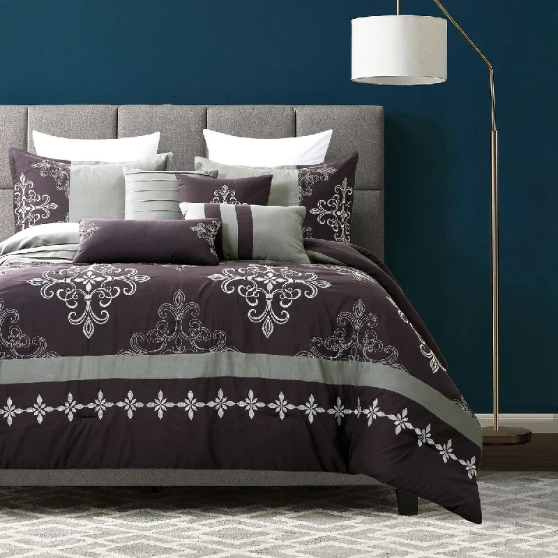 Microfiber - filled comforters that are lightweight and easy to care forMenula Luxury 7 Piece Comforter set