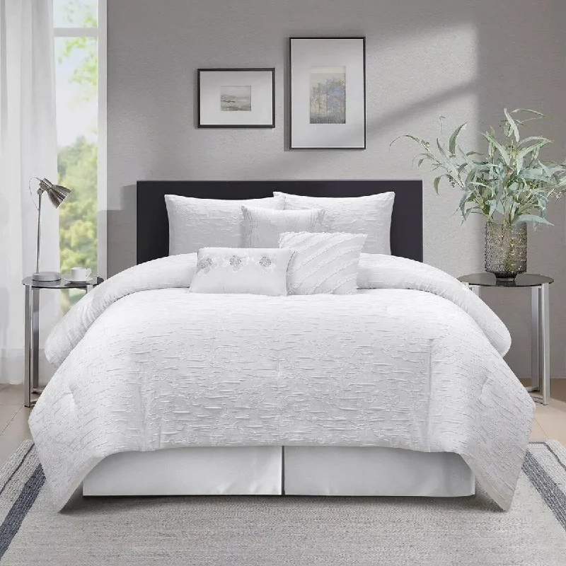 Microfiber - filled comforters that are lightweight and easy to care forNanshing Coleen 7 Piece Textured Botanical Comforter Set
