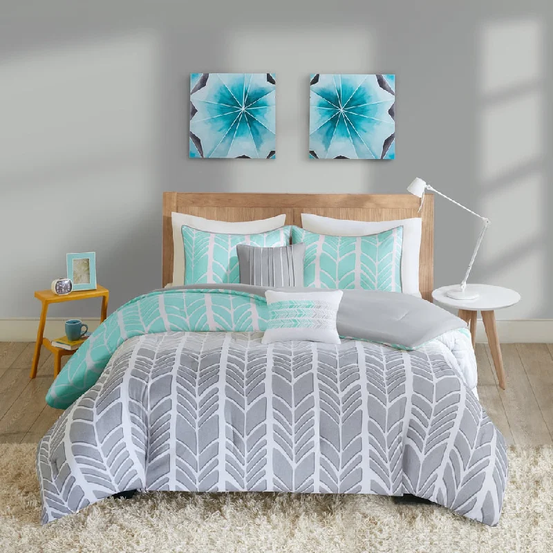 King - size comforters to fit large king - sized beds perfectlyKennedy Aqua/ Grey Comforter Set by Intelligent Design