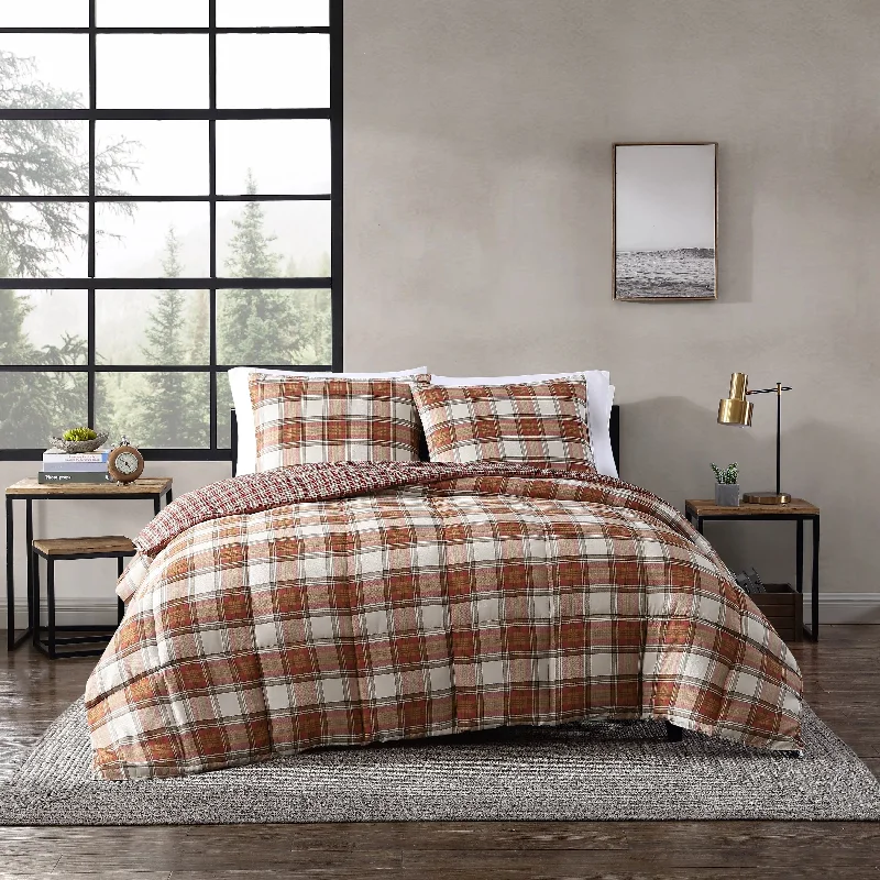Latex - filled comforters with a bouncy texture and good supportEddie Bauer Edgewood Plaid Down Alt Reversible Comforter Set