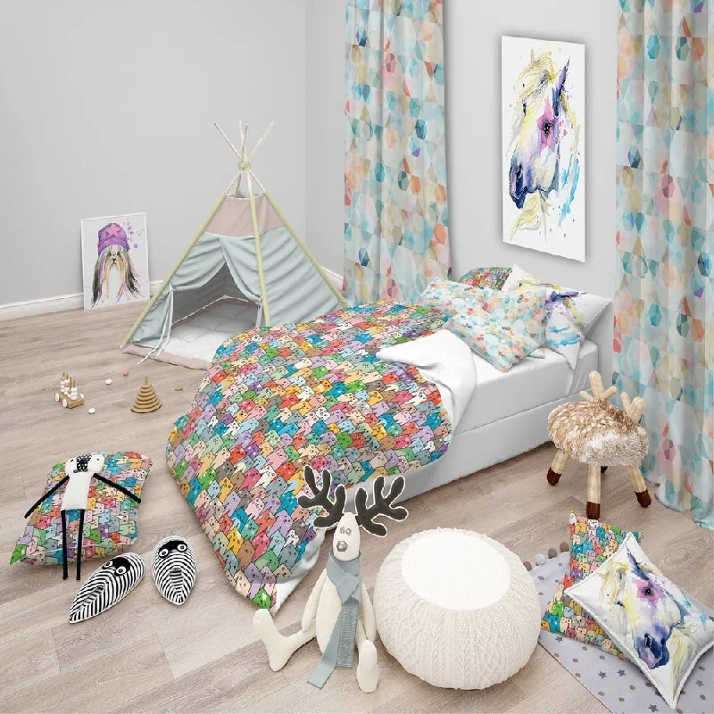 Lumbar Support Pillows for Car SeatsDesignart 'Funny Cat'S Heads Pattern' Modern kids Bedding Set - Duvet Cover & Shams Lumbar Support Pillows for Car SeatsDesignart 'Funny Cat'S Heads Pattern' Modern kids Bedding Set - Duvet Cover & Shams
