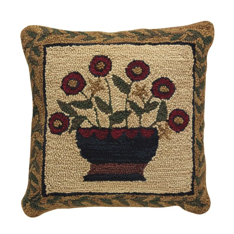 Soft and Fluffy Pillows for Bedroom ComfortFlower Basket Hooked Pillow Set- Polyester Fill 18"x18" - Park Designs Soft and Fluffy Pillows for Bedroom ComfortFlower Basket Hooked Pillow Set- Polyester Fill 18"x18" - Park Designs
