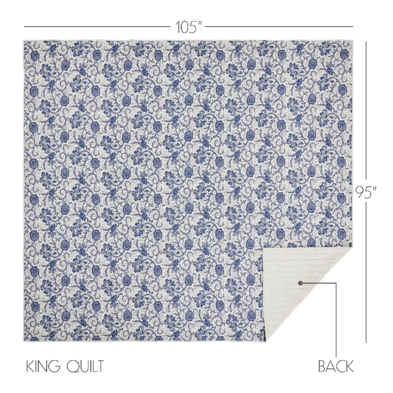 Bed skirts with a nautical themeDorset Navy Floral King Quilt 105Wx95L