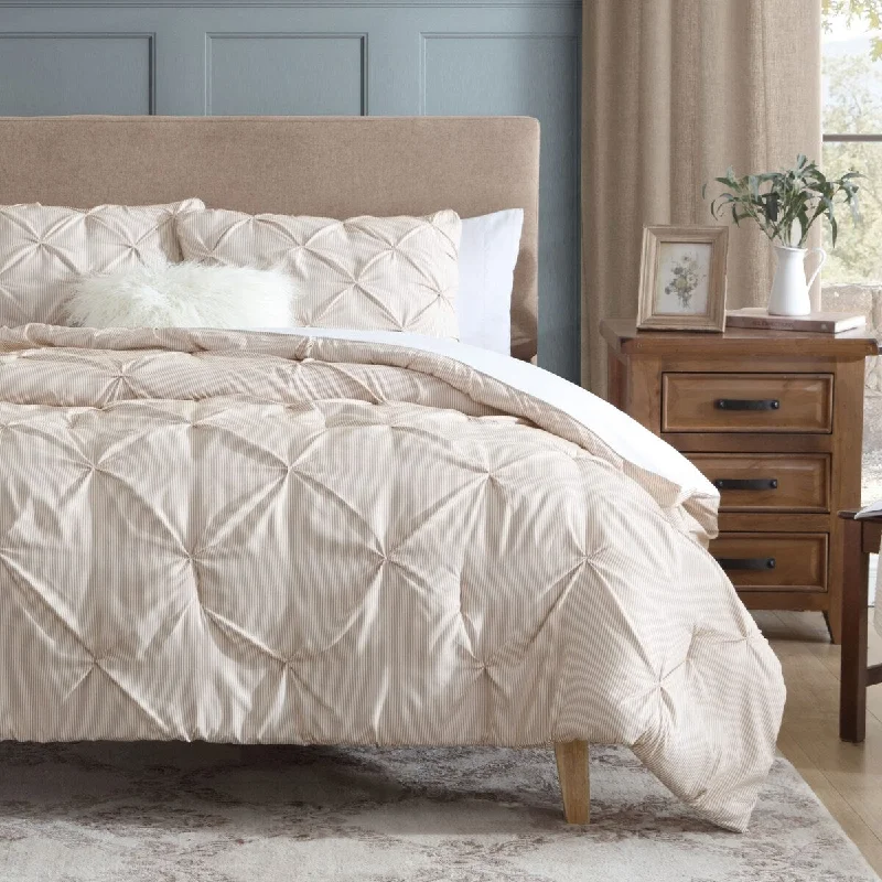 King - size comforters to fit large king - sized beds perfectlySwift Home 3-Piece Ultra Soft Printed Stripe Pintuck Comforter Set