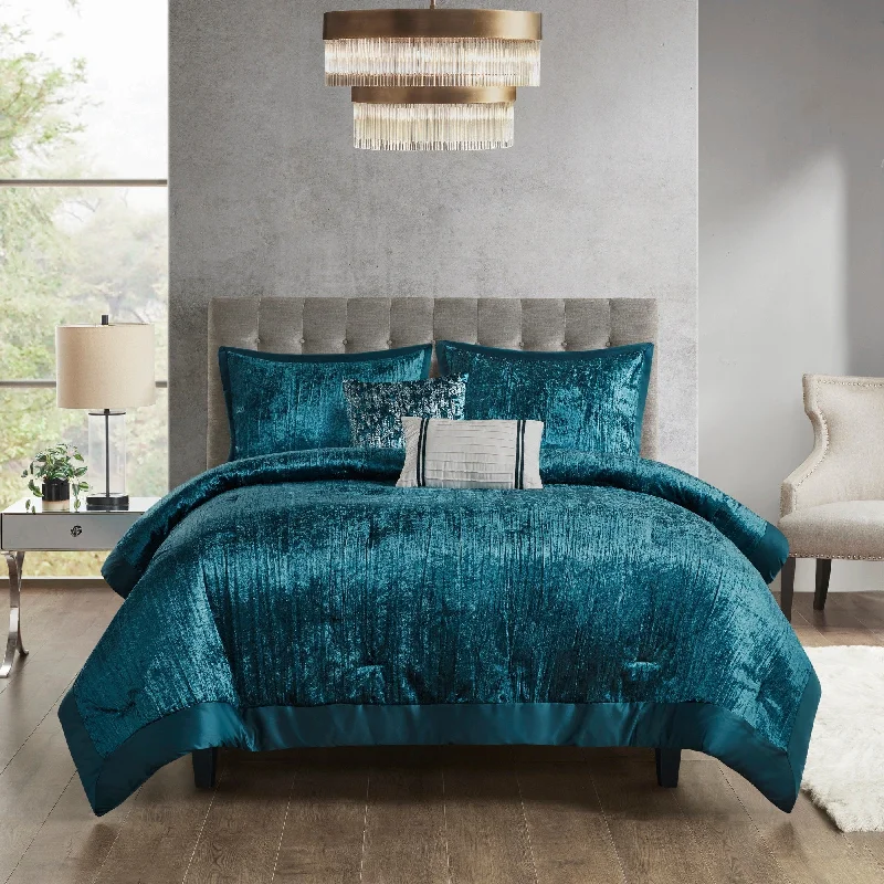 Down - filled comforters for supreme warmth and lightnessMadison Park Reagan 5 Piece Crinkle Velvet Comforter Set