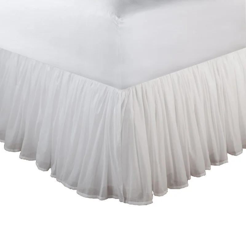 Bed skirts with a retro - style patternLiard Fabric Full Size Bed Skirt with Ruffled Stitching and Liner, White Bed skirts with a retro - style patternLiard Fabric Full Size Bed Skirt with Ruffled Stitching and Liner, White