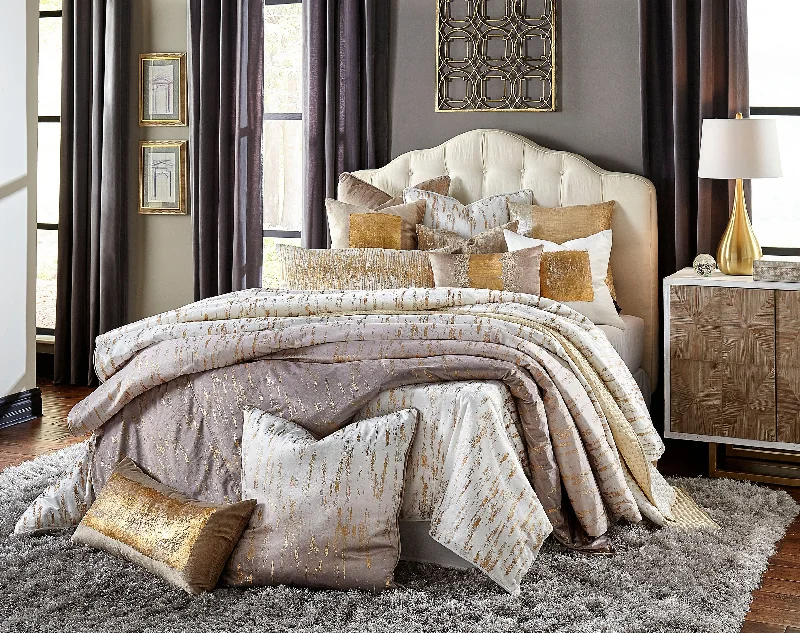 Duck down duvets for a more budget - friendly yet cozy optionRaina Ivory Gold Duvet