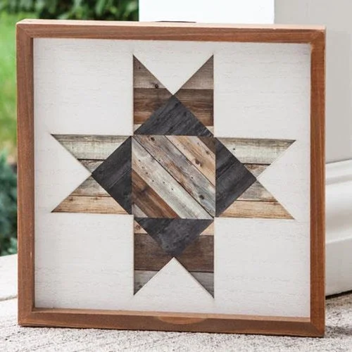 Bed skirts with a country - style patternFramed Natural Barn Quilt 12"
