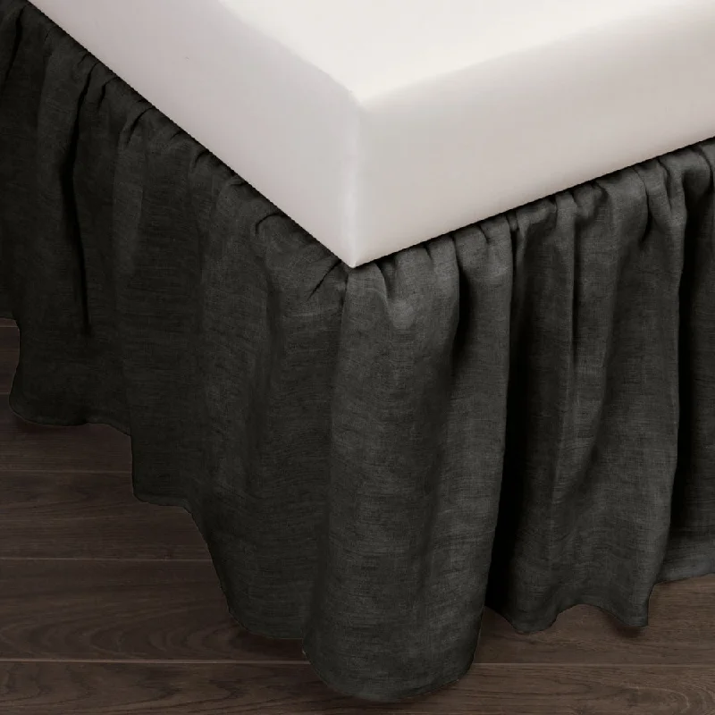 Bed skirts with a bohemian - inspired patternCottage Home Sillo Black Linen 3 Piece Tuck In Bed Skirt Bed skirts with a bohemian - inspired patternCottage Home Sillo Black Linen 3 Piece Tuck In Bed Skirt