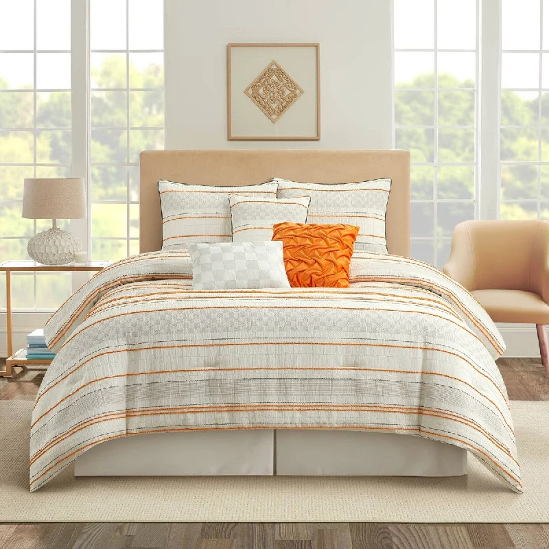 Microfiber - filled comforters that are lightweight and easy to care forNanshing Greta 7 Piece Boho Striped Checkered Comforter Set Microfiber - filled comforters that are lightweight and easy to care forNanshing Greta 7 Piece Boho Striped Checkered Comforter Set