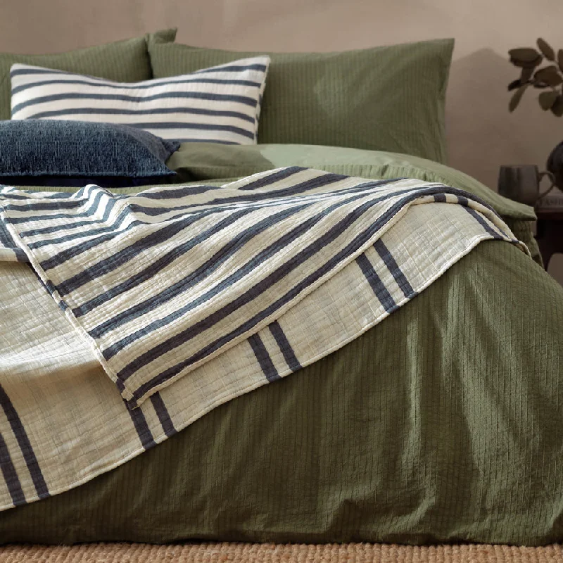 art deco bedspreads with geometric patterns for a retro - inspired bedroomWoven Stripe 100% Cotton Bedspread Dusk Blue art deco bedspreads with geometric patterns for a retro - inspired bedroomWoven Stripe 100% Cotton Bedspread Dusk Blue