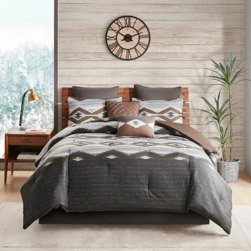 Bamboo - fiber - filled comforters with antibacterial and breathable qualitiesWoolrich Bitter Creek Grey/ Brown Oversized Comforter Set Bamboo - fiber - filled comforters with antibacterial and breathable qualitiesWoolrich Bitter Creek Grey/ Brown Oversized Comforter Set
