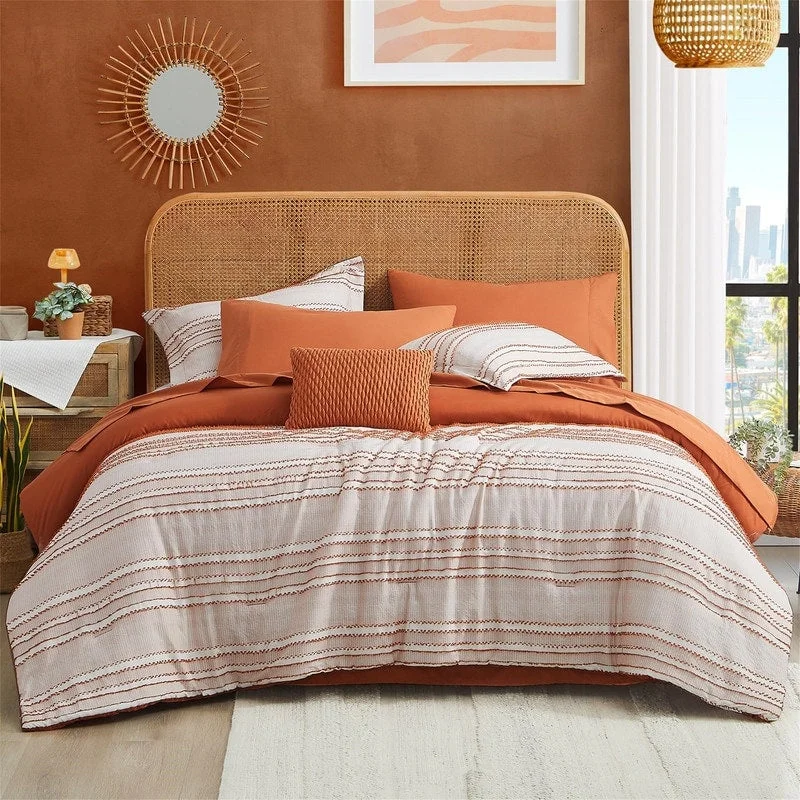 Goose down comforters known for their superior quality and insulation8 Pieces Bed in a Bag Boho Cationic Striped Tufted Bedding Sets Goose down comforters known for their superior quality and insulation8 Pieces Bed in a Bag Boho Cationic Striped Tufted Bedding Sets