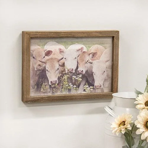 King - size bed skirts in solid colorsGathered Cows Framed Print Wood Frame