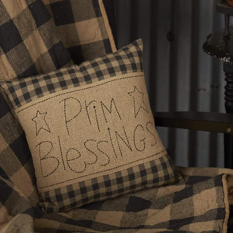 Velvet Pillows for a Touch of EleganceBlack Check Prim Blessings Pillow