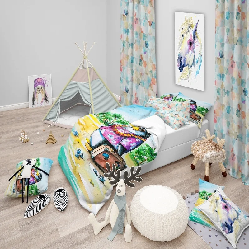 Plush Pillows for a Cozy BedDesignart 'Penguin Enjoying Holidays on Beach' Cartoon Animal Print Bedding Set - Duvet Cover & Shams - Multi-color Plush Pillows for a Cozy BedDesignart 'Penguin Enjoying Holidays on Beach' Cartoon Animal Print Bedding Set - Duvet Cover & Shams - Multi-color