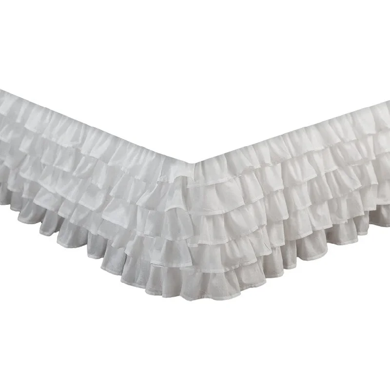 Full - size bed skirts with a gathered fabricBenue Fabric Multi Layered Ruffle Full Bed Skirt with Split Corners, White Full - size bed skirts with a gathered fabricBenue Fabric Multi Layered Ruffle Full Bed Skirt with Split Corners, White