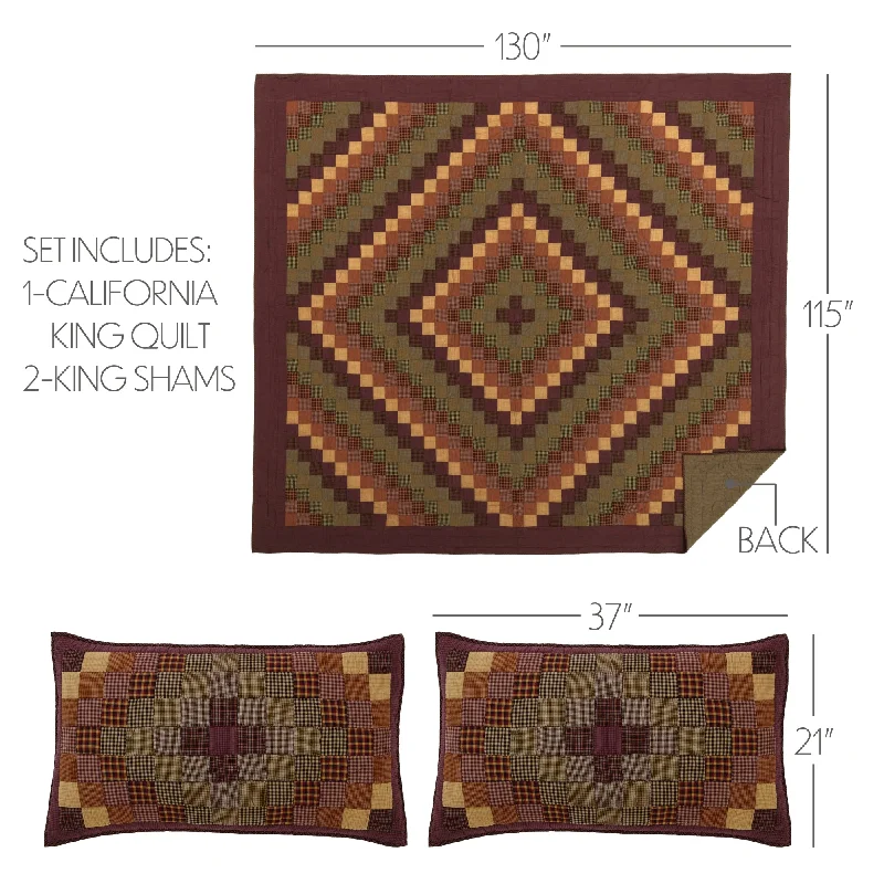 Bed skirts with a high - quality elastic waistbandHeritage Farms California King Quilt Set; 1-Quilt 130Wx115L w/2 Shams 21x37 Bed skirts with a high - quality elastic waistbandHeritage Farms California King Quilt Set; 1-Quilt 130Wx115L w/2 Shams 21x37