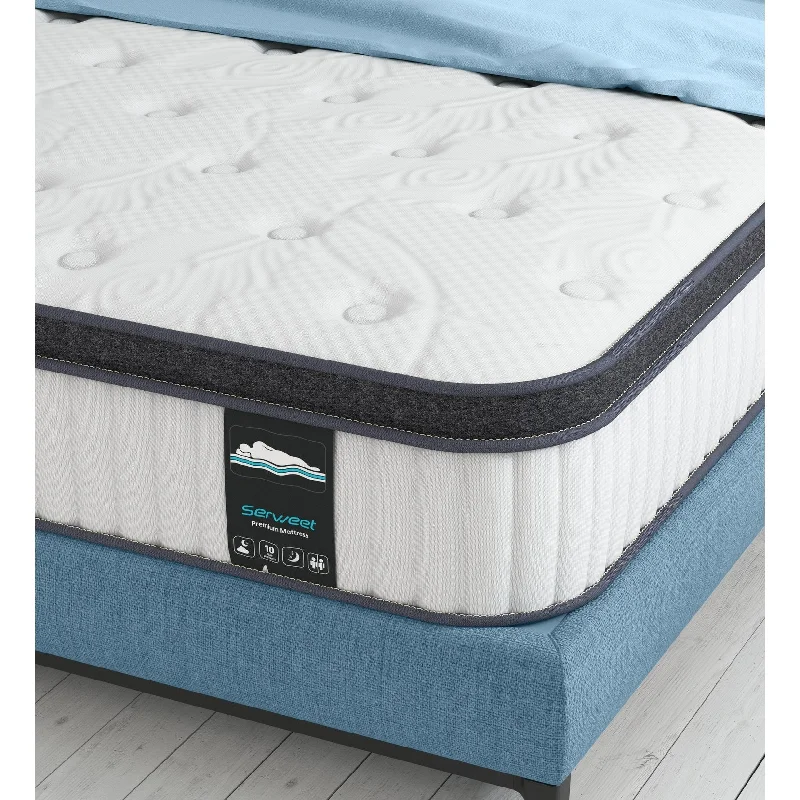 King - size mattresses for spacious master bedrooms10-Inch Hybrid Memory Foam Pocket Spring Mattress,Mideum Comfort,For Kid's Room,Guest Room