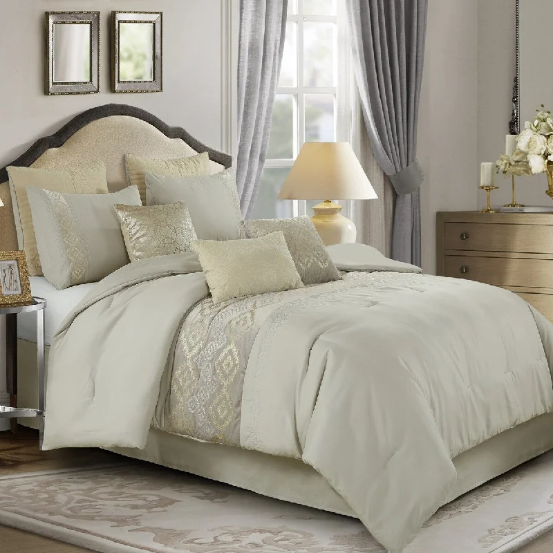 Queen - size comforters for standard queen - sized mattressesJarina Luxury 9 Piece Comforter set